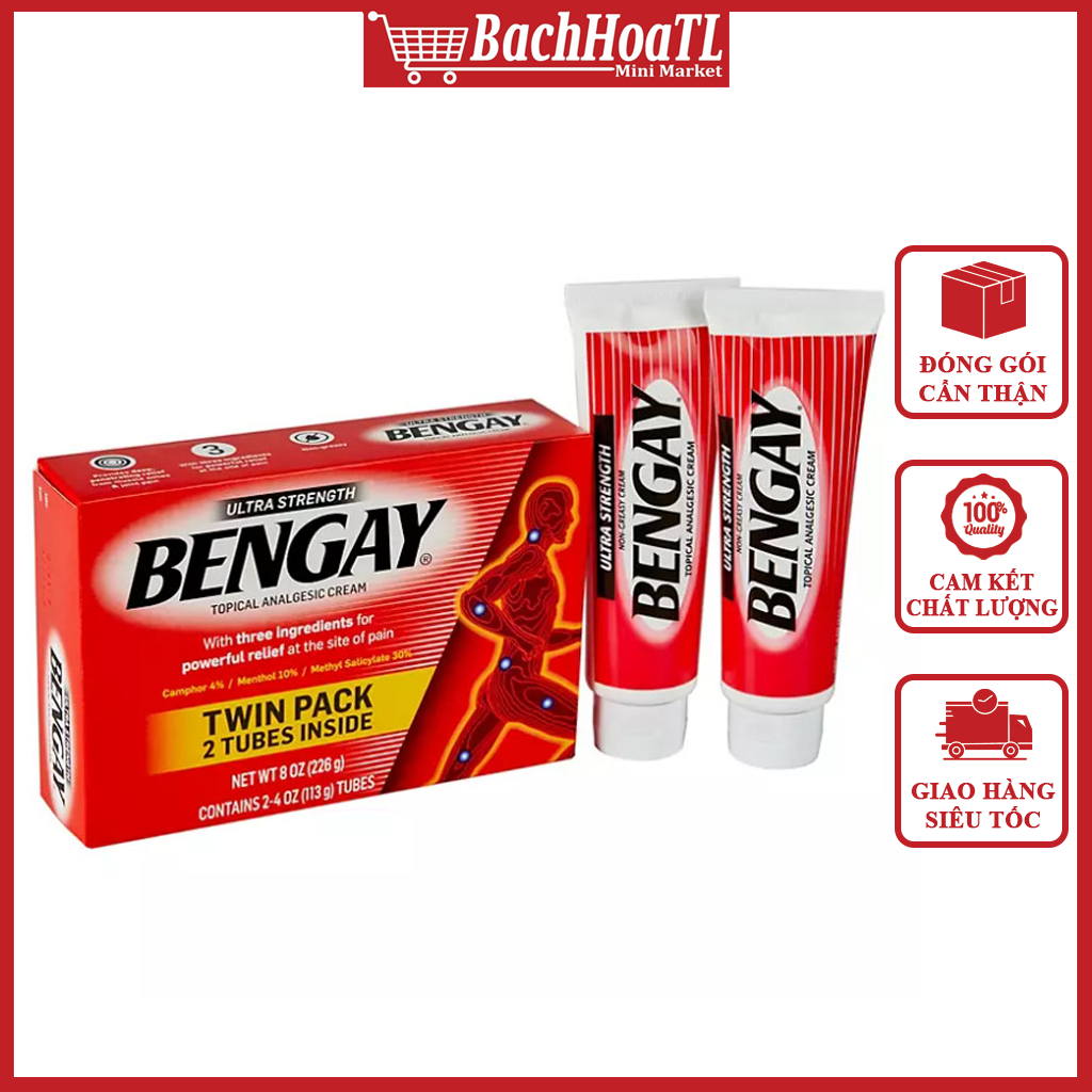 Set 2 Tuýp Kem Giảm Đau Ultra Strength Bengay Pain Relieving Cream Mỹ 320K