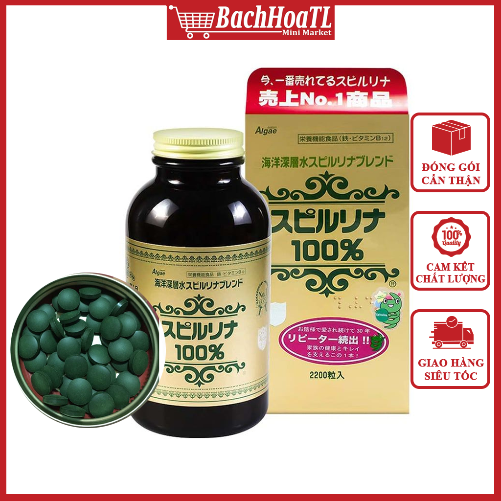 1 Tảo Xoắn Spirulina (2200v) 02/2027 - Nhật Bản (Hộp) - 350k